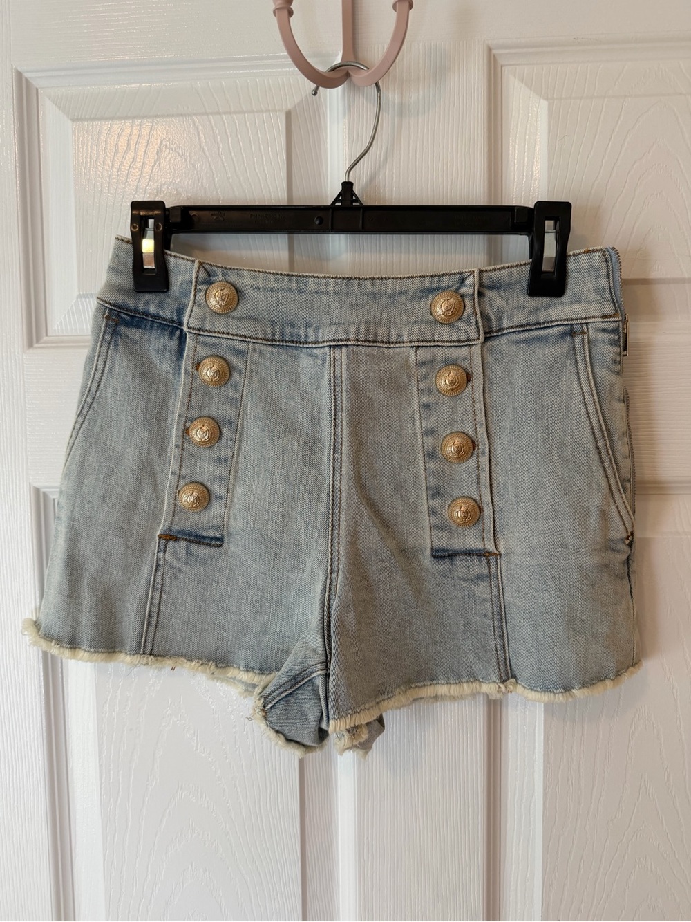 Generation Love Light Blue Denim Button-Front High-Rise Shorts